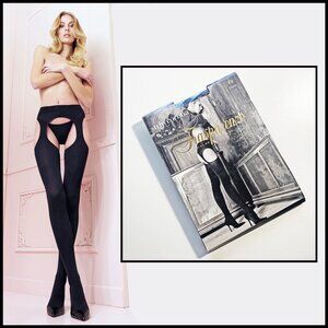 NEW TRASPARENZE "STRIP CORTINA" M/L BLACK GARTER OPAQUE PANTYHOSE / TIGHTS